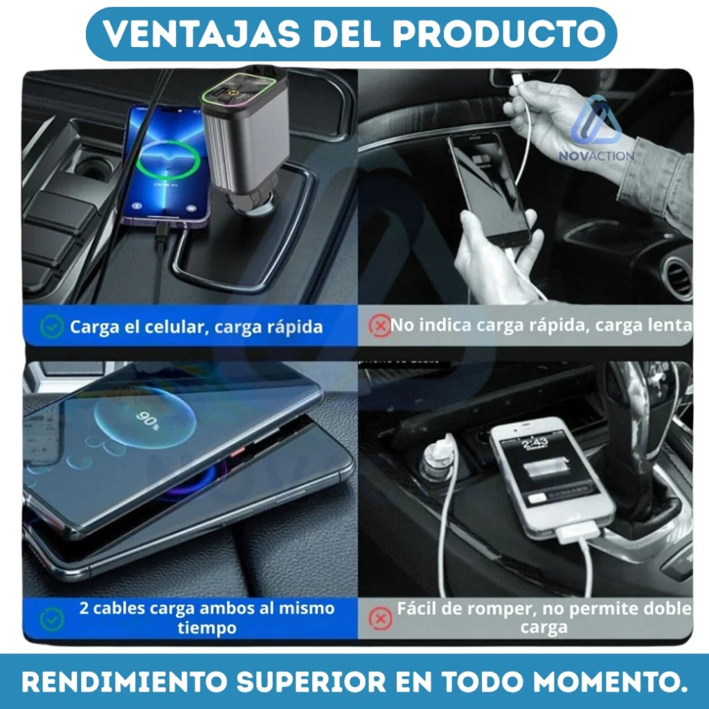 GalaxyPlug 4 en 1® Cargador retractil con luz de estrellas