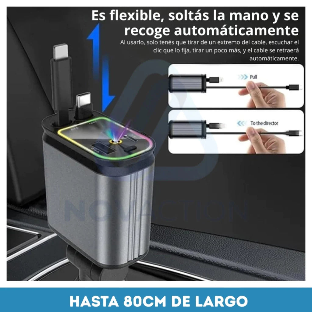 GalaxyPlug 4 en 1® Cargador retractil con luz de estrellas