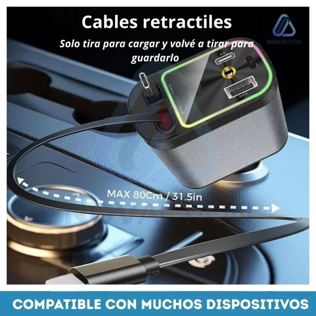 GalaxyPlug 4 en 1® Cargador retractil con luz de estrellas