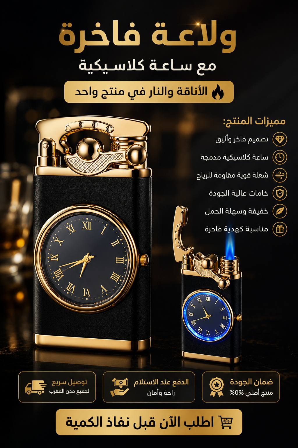 بريكة فاخرة بساعة كلاسيكية