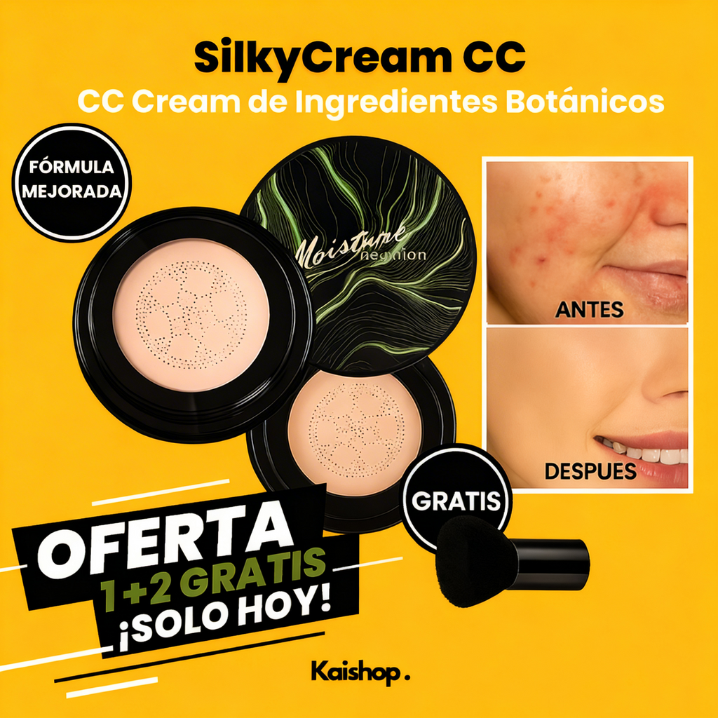 Base de maquillaje SilkyCream CC + Brocha de Regalo (1 + 2 GRATIS)