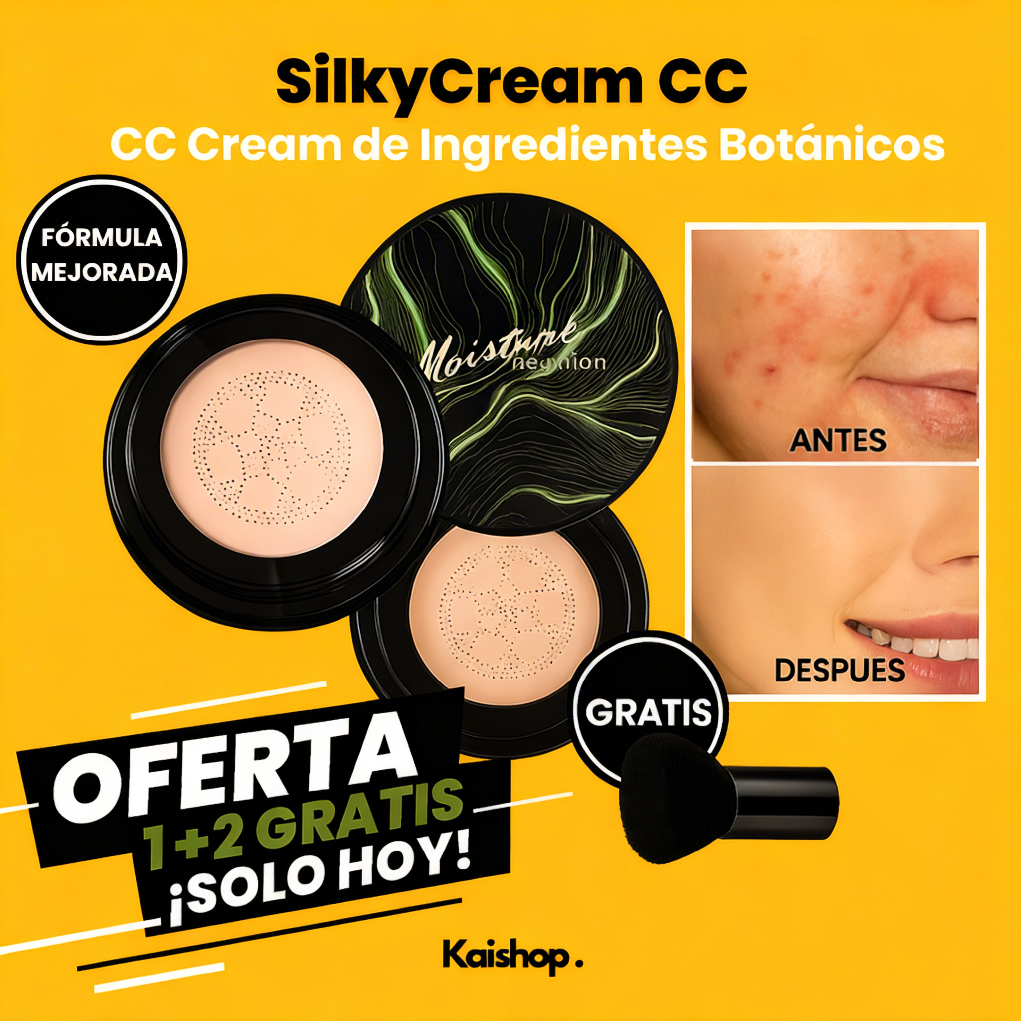 Base de maquillaje SilkyCream CC + Brocha de Regalo (1 + 2 GRATIS)